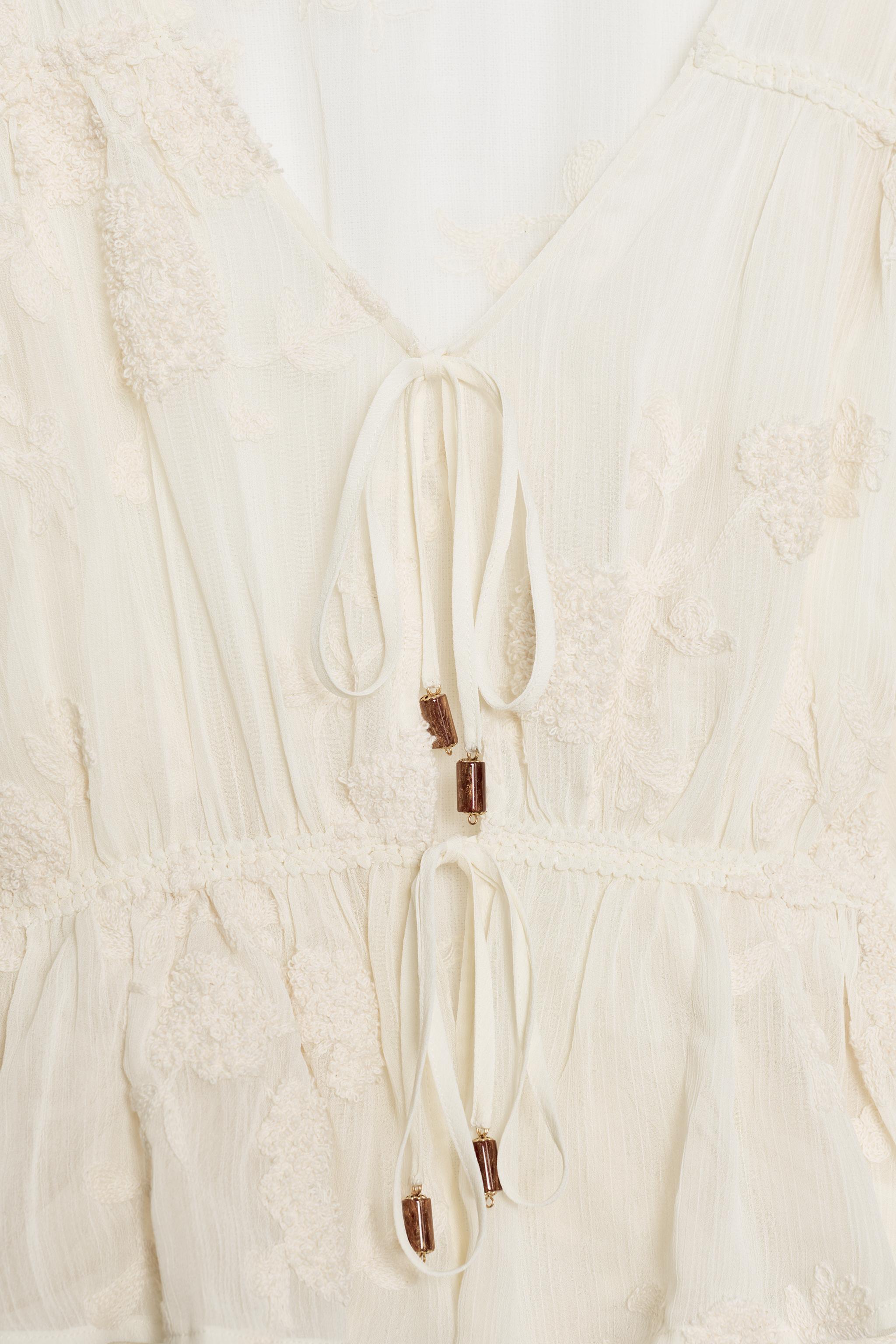 EMBROIDERED SHEER BLOUSE
